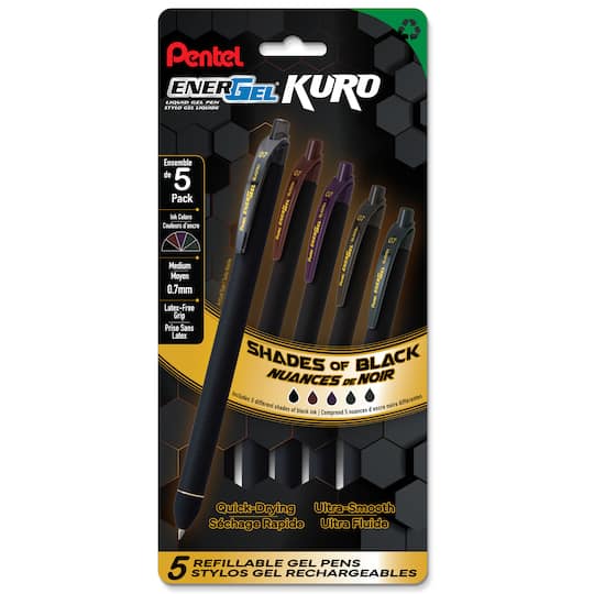 Pentel EnerGel® Kuro Shades of Black 0.7mm Liquid Gel Pen Set